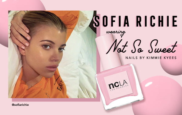 Sofia Richie wearing NCLA Nail Lacquer in Not So Sweet!