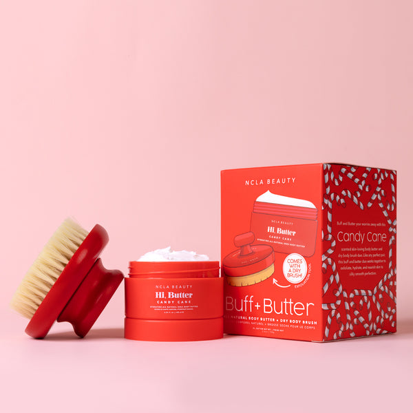 Buff & Butter Dry Brush + Body Butter Set - Candy Cane