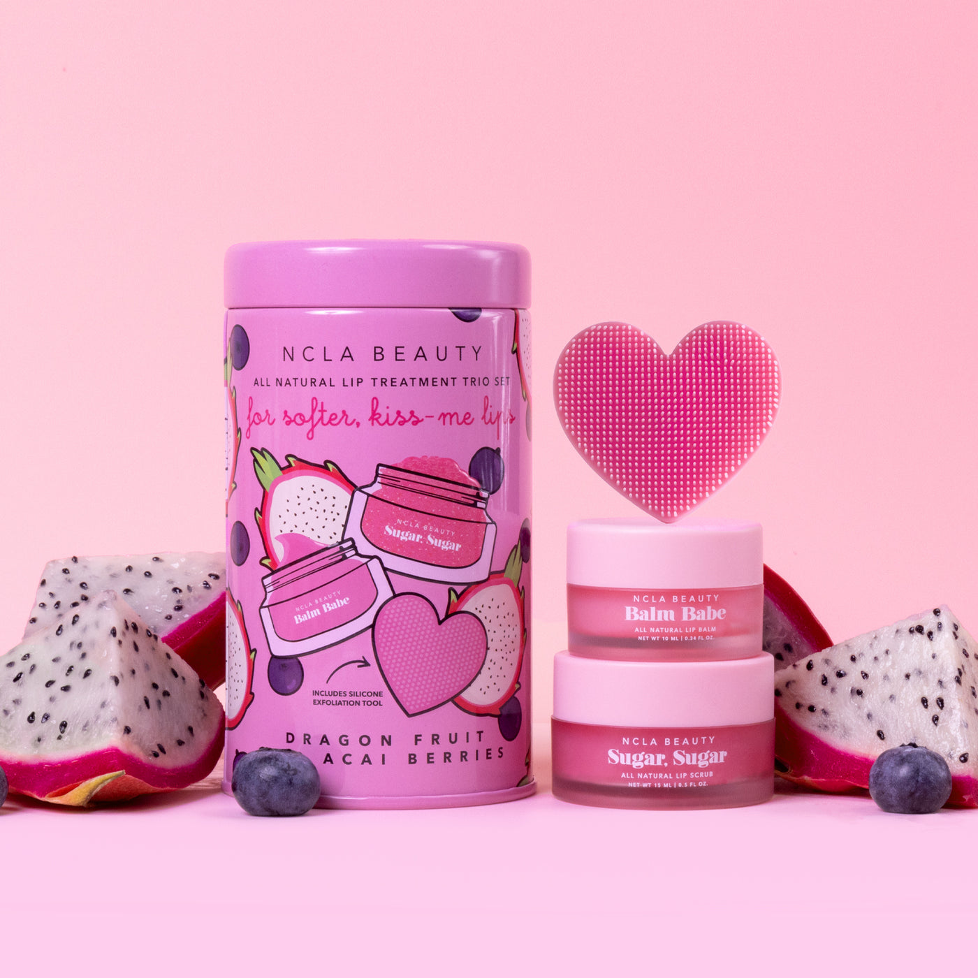Dragonfruit Acai Berries Lip Care Set + Lip Scrubber – NCLA Beauty